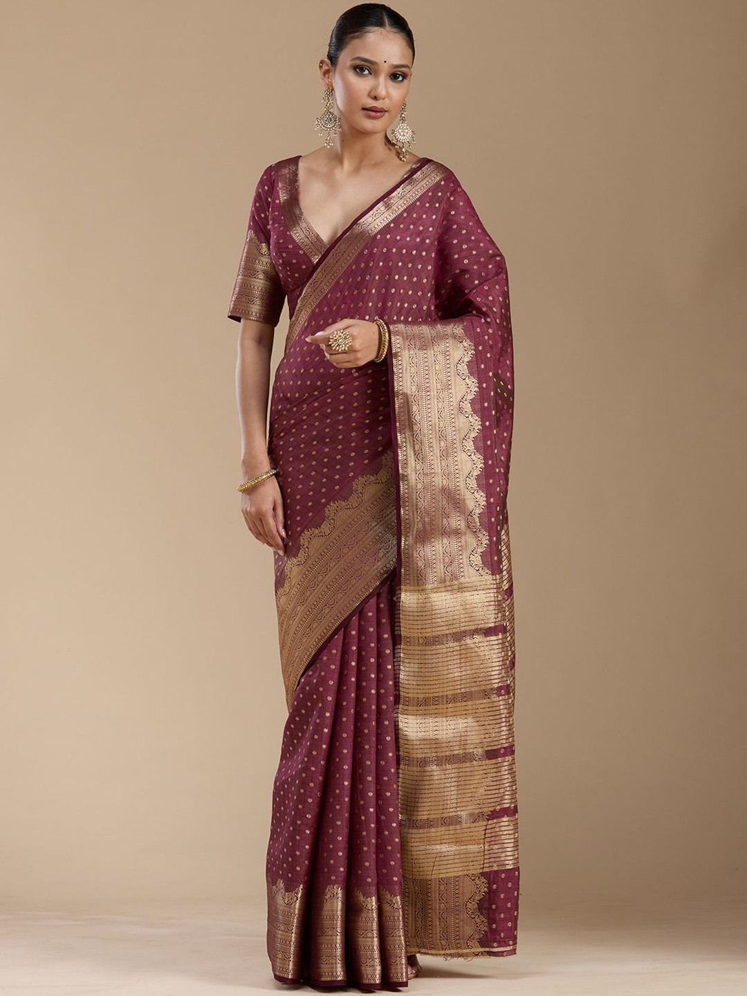 Koskii Brown Kanjivaram Silk Saree