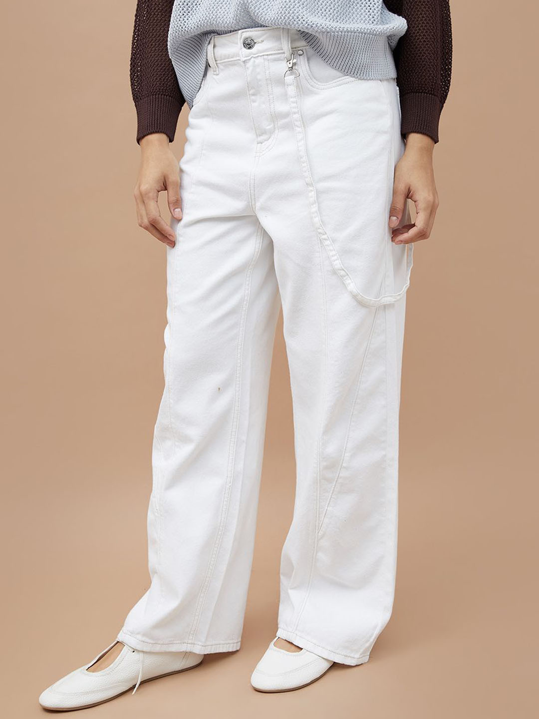 Ginger by Lifestyle Women Wide Leg No Fade Mid-Rise Jeans