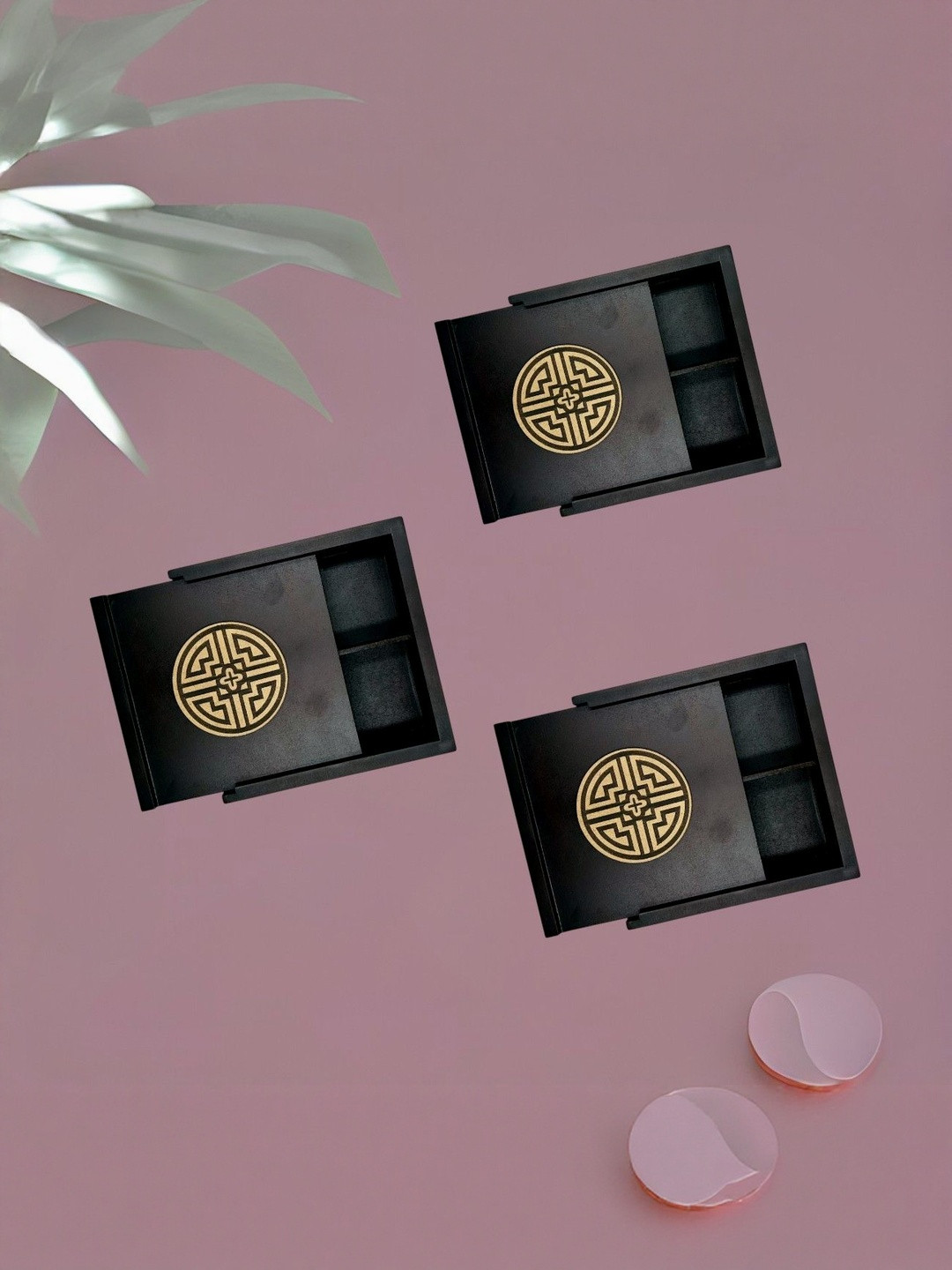 Angira handicrafts Black 3 Pieces Wood Dry Fruit Box