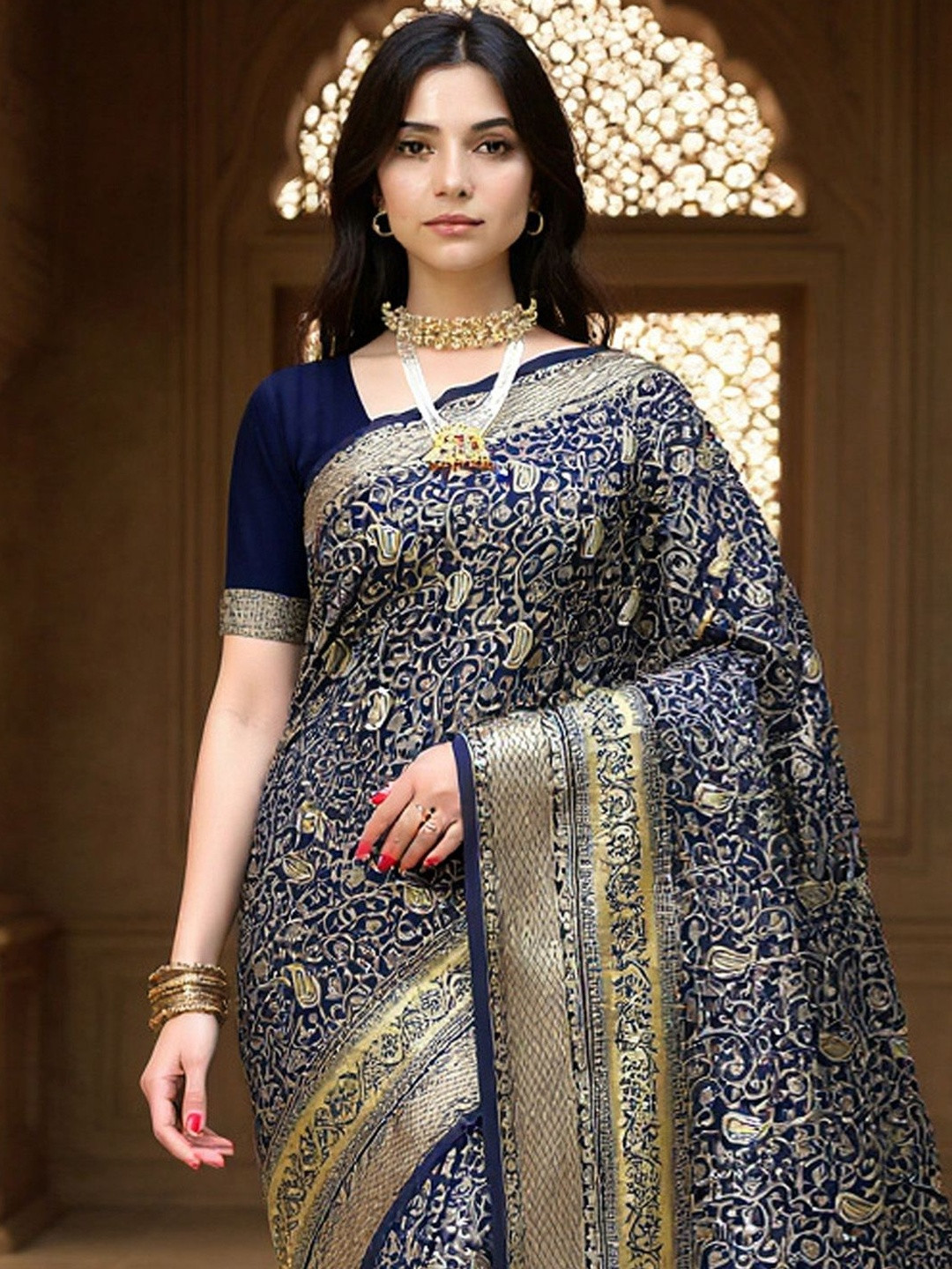 Anouk Rustic Paisley Zari Heavy Work Banarasi Saree