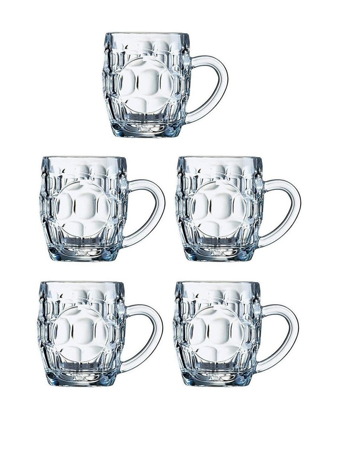 1ST TIME Transparent 5 Pieces Textured Glass Beer Glasses-550 ml Each