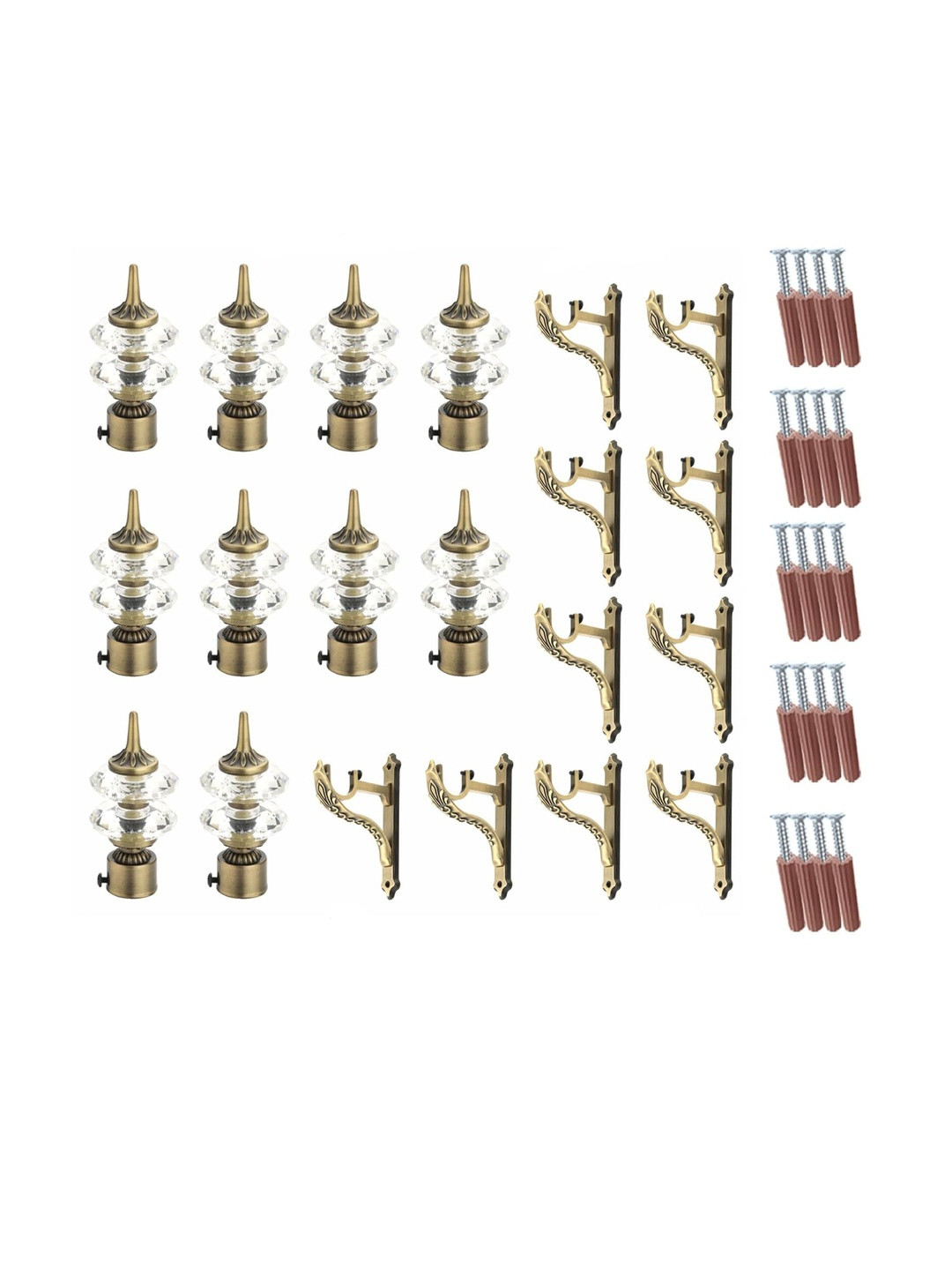 GLOXY Set of 40 Diamond Shape Finish Curtain Brackets With Holder