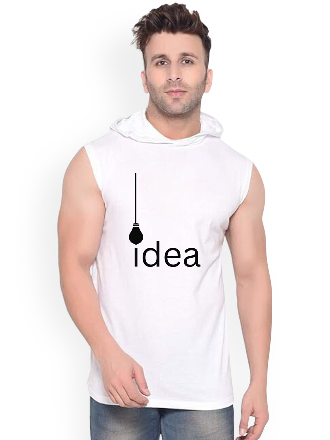 Fashnobic Idea Men Printed Hooded-Neck Gym Vests