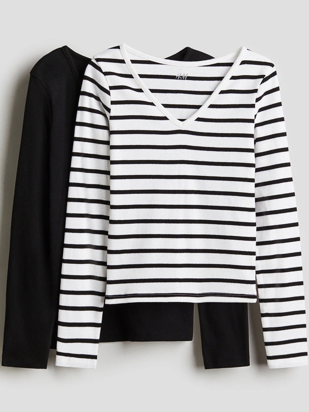 H&M 2-Pack Long-Sleeved Ribbed Tops