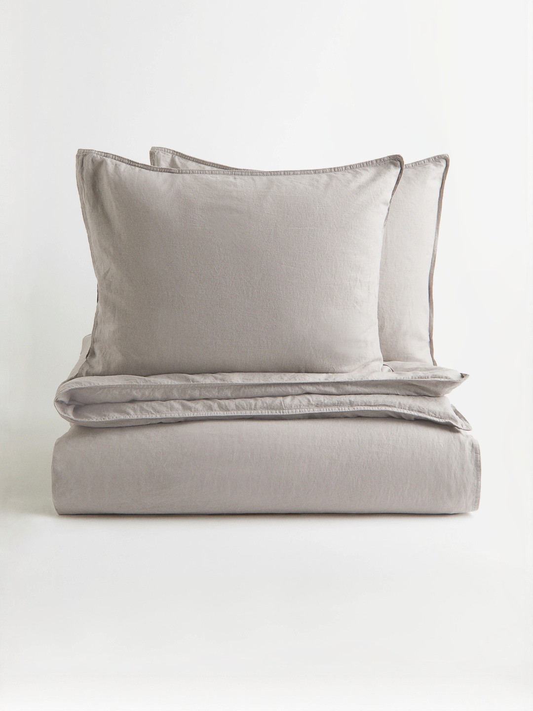 H&M Beige Unisex Linen-Blend Double/King Size Duvet Cover Set