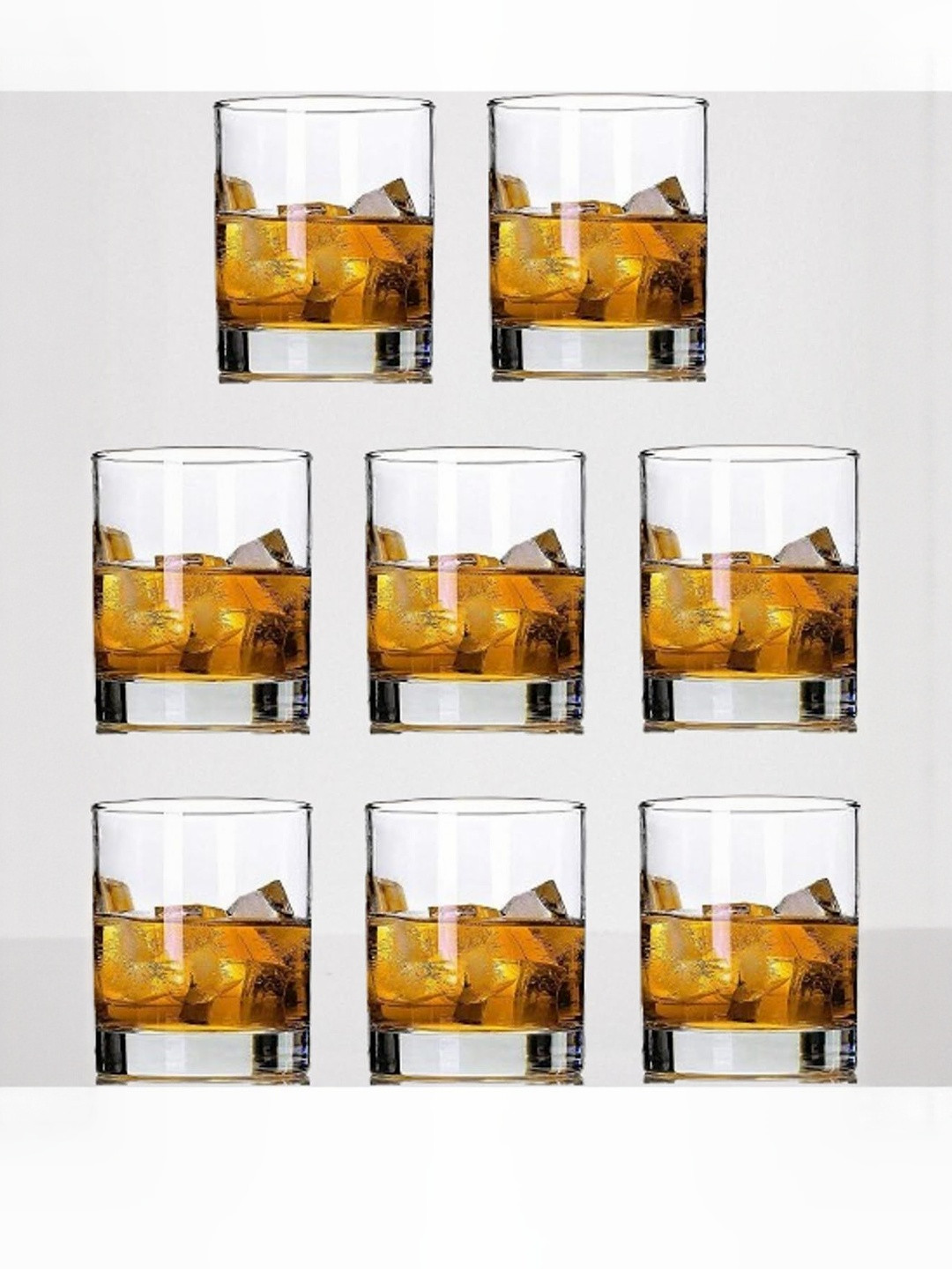 1ST TIME Transparent 8 Pieces Dishwasher Safe Whisky Bar Glass - 280 ml
