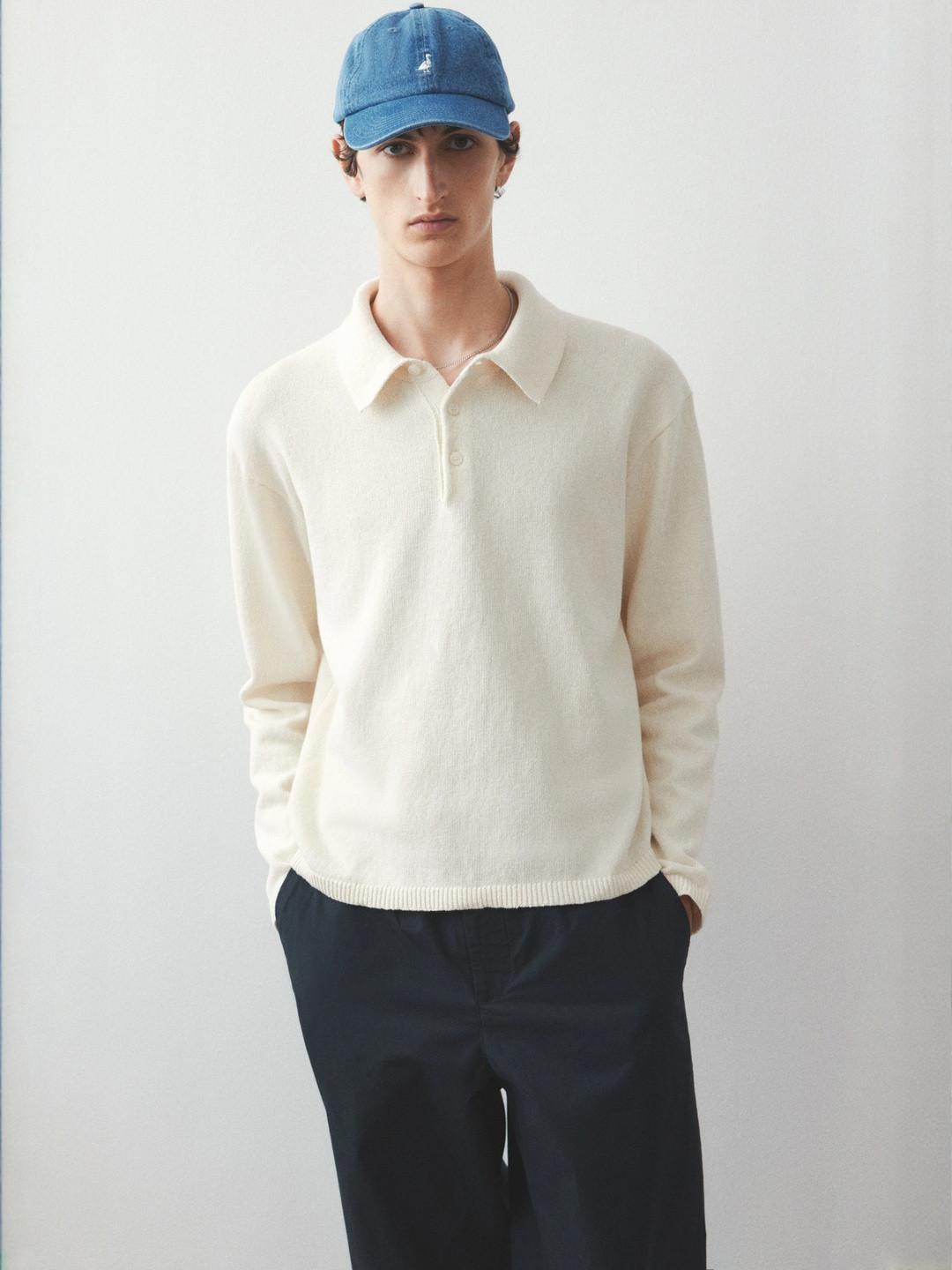 H&M Loose Fit Fine-Knit Polo Shirt
