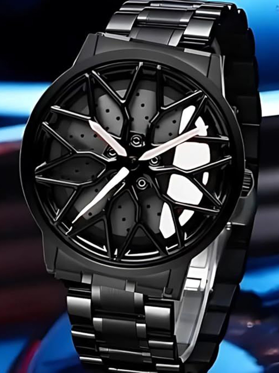 HDFCREATION Men Textured Bracelet Style Straps Analogue Watch Spinner_1_Flower__White