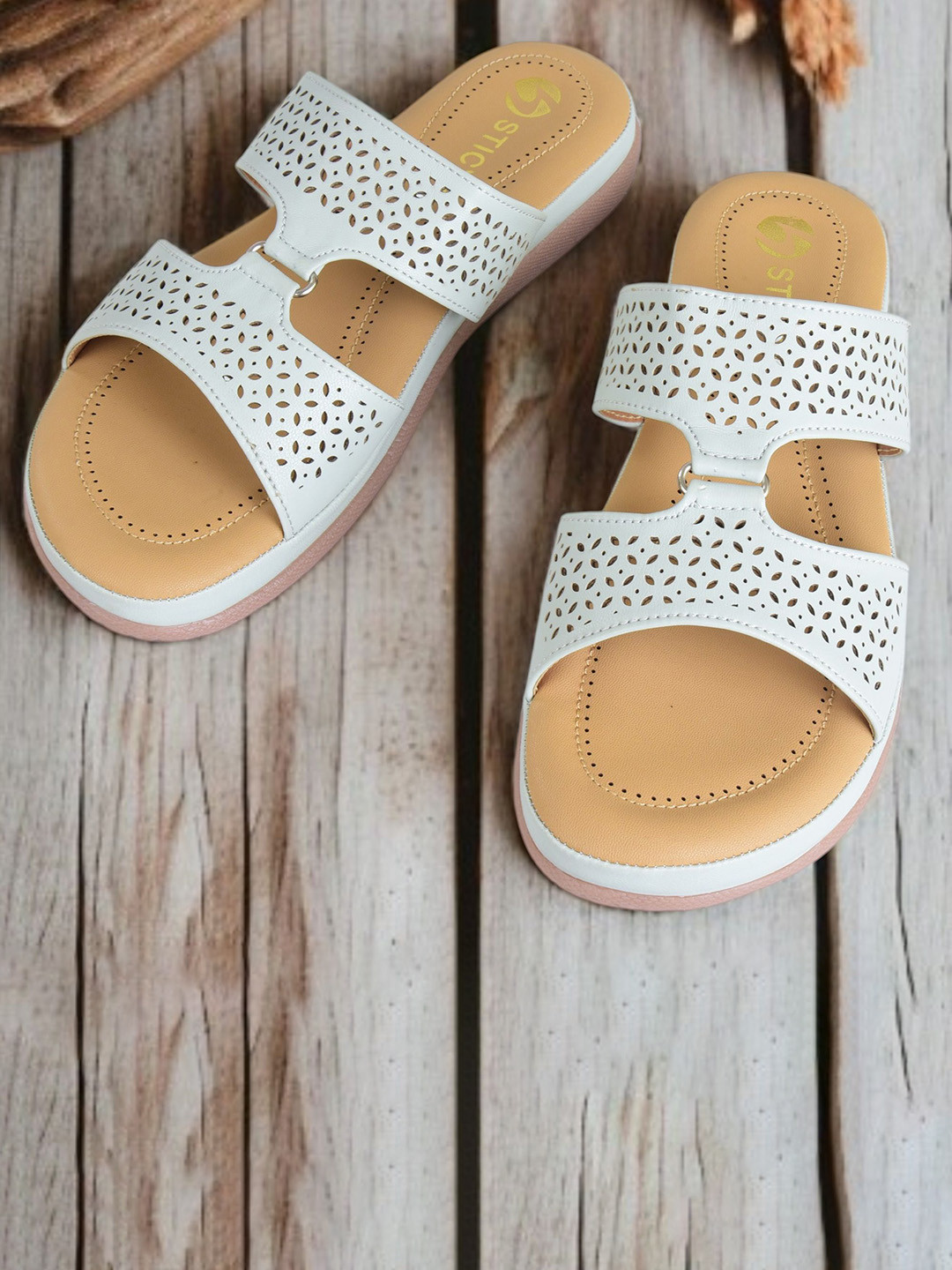 STICY Wedge Sandals with Laser Cuts