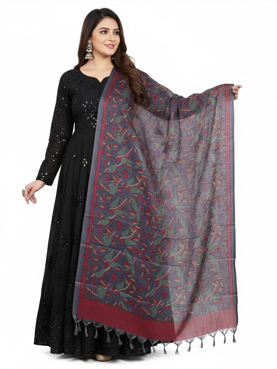 Traditions Bazaar Birds Embroidered Kantha Work Dupatta