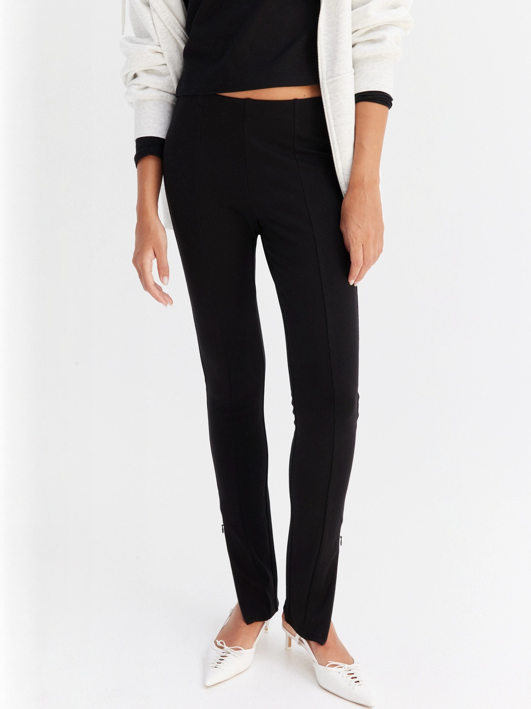 H&M Women Ankle-Length Zip Hem Leggings