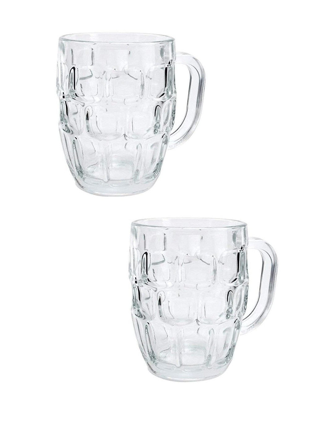 1ST TIME Transparent 2 Pieces Textured Glass Beer Glasses-550 ml Each