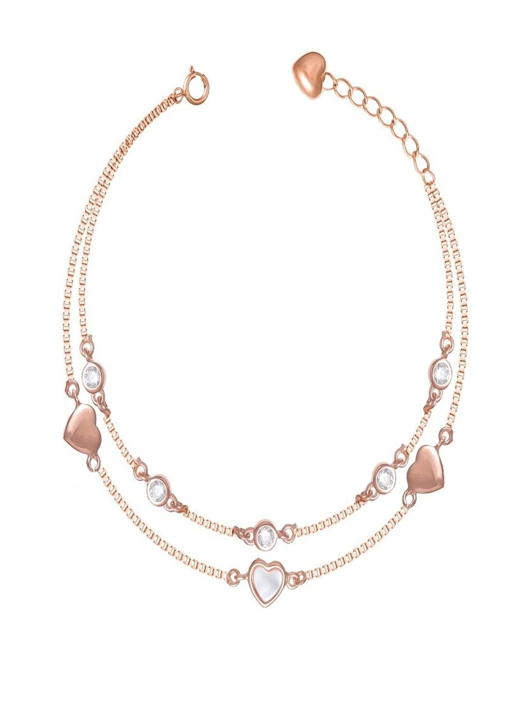 TASSYA Rose Gold-Plated Artificial Stones Studded Enamelled Multistrand Bracelet