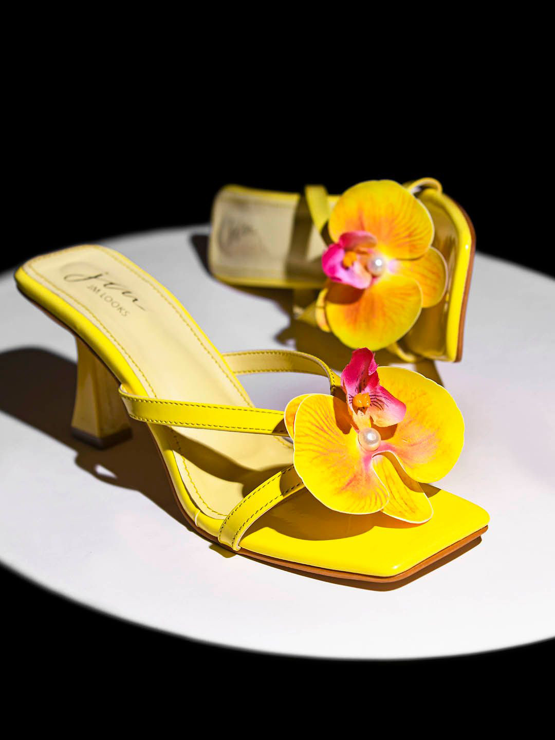 JM Looks Women Strappy Heels with Flower and Pearl Detail