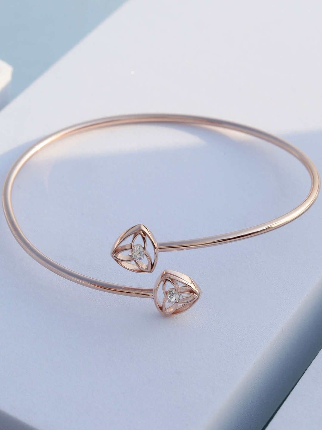 DIAVO Silver Gold-Plated Opal Studded Cuff Bracelet