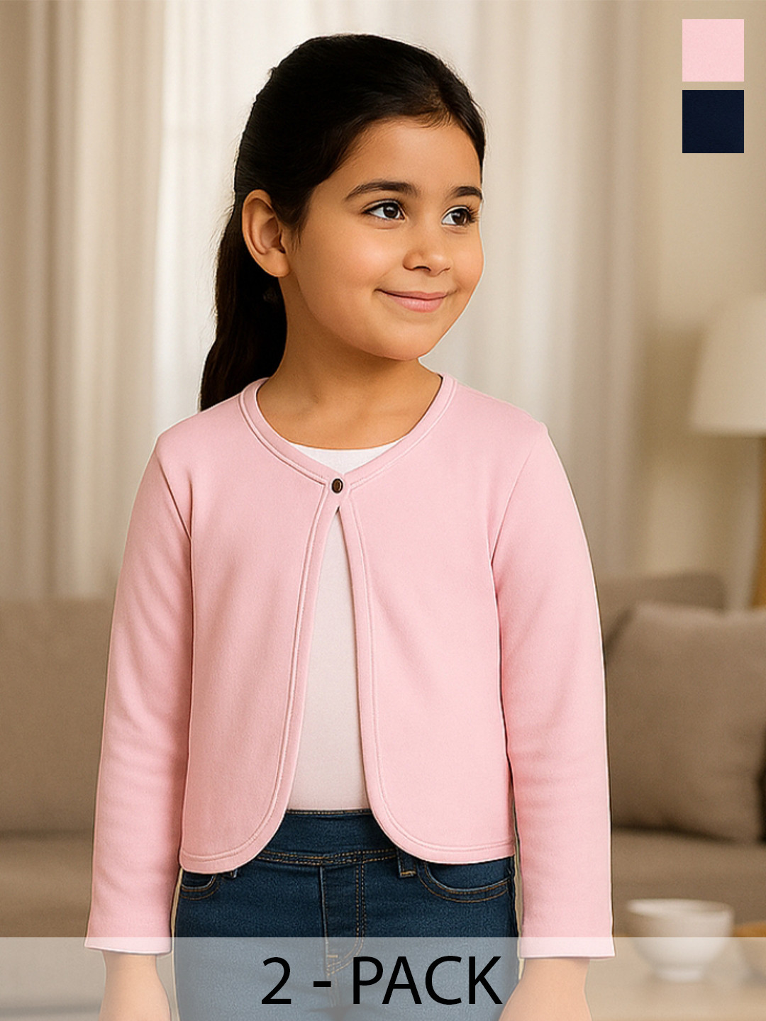 Kryptic Girls Pack Of 2 Pure Cotton Button Shrug