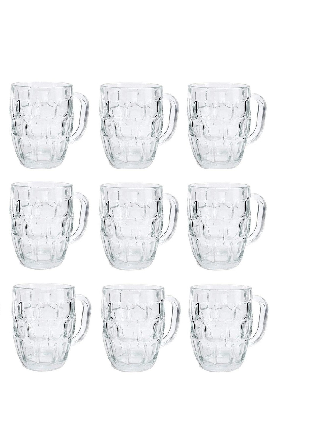 1ST TIME Transparent 9 Pieces Dishwasher Safe Beer Bar Glasses- 550 ml