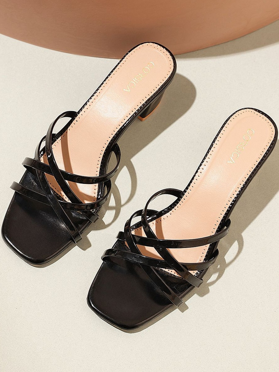 CORSICA Women Black Striped Party Blocks