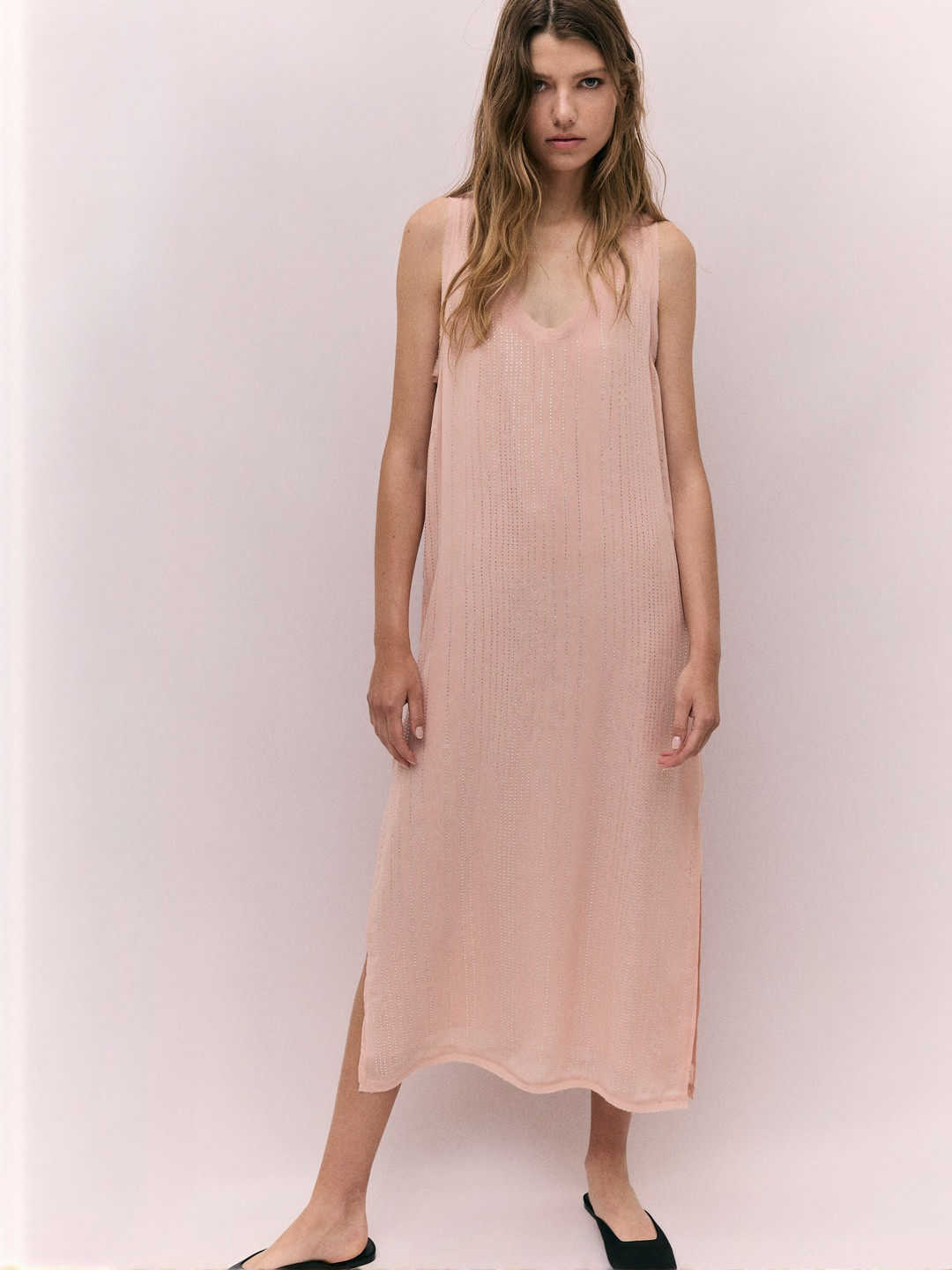 H&M Rhinestone-Embellished Chiffon Dress