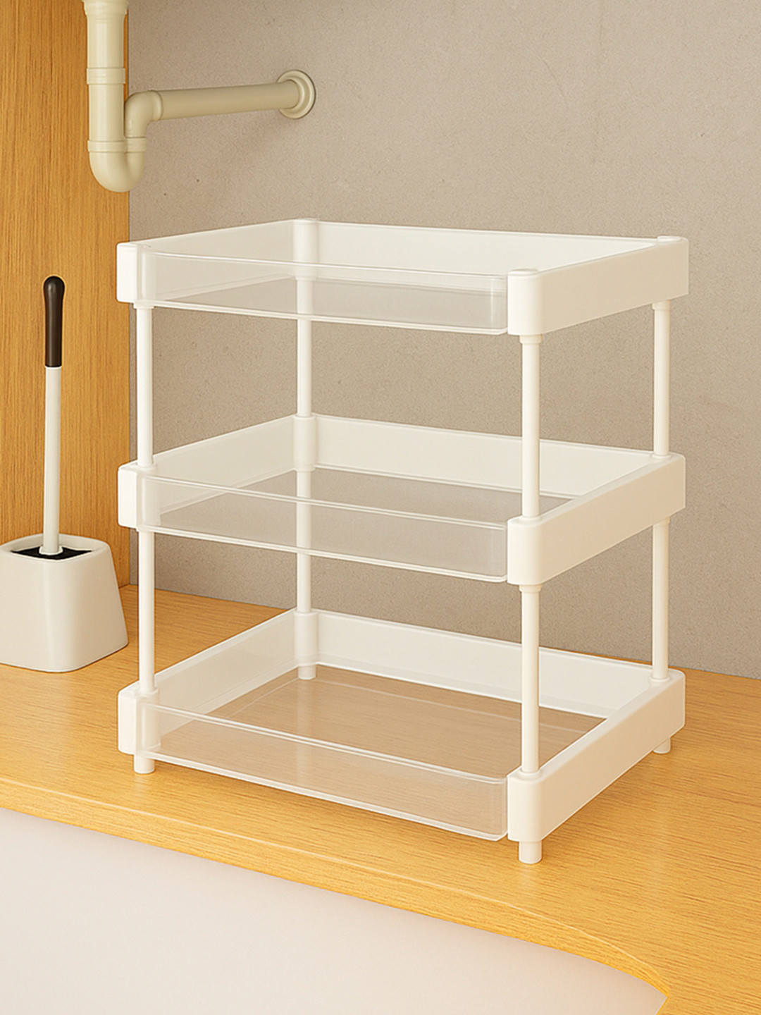 Myntra Elegant Homes White 3 Layer Clear Sliding Makeup Organiser