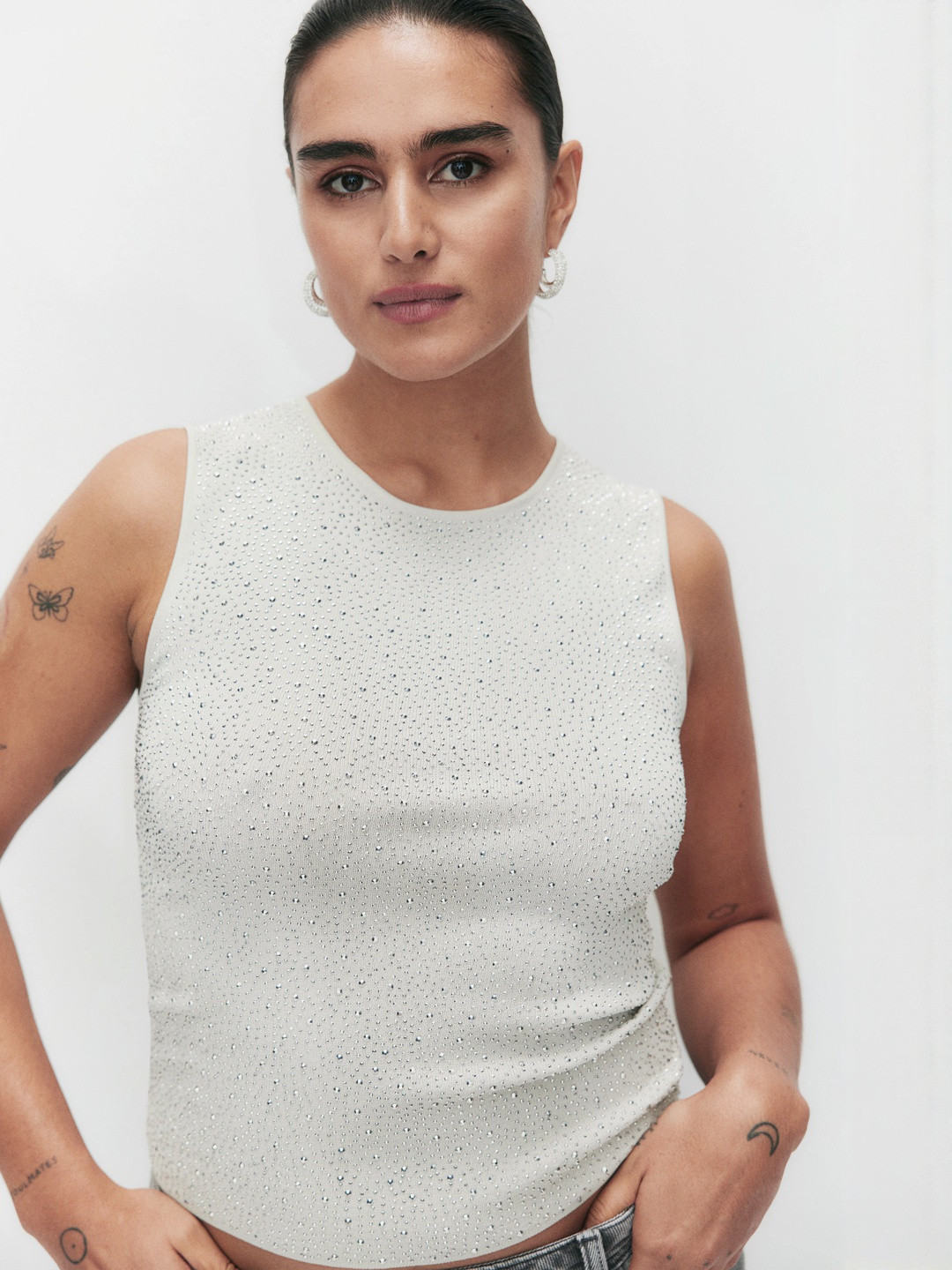 H&M Rhinestone-Embellished Vest Top