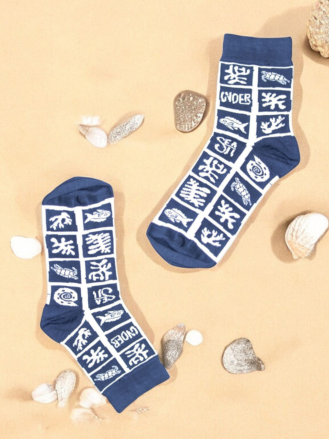 Soxytoes Unisex Seafizz Motif Crew Casual Bamboo Socks