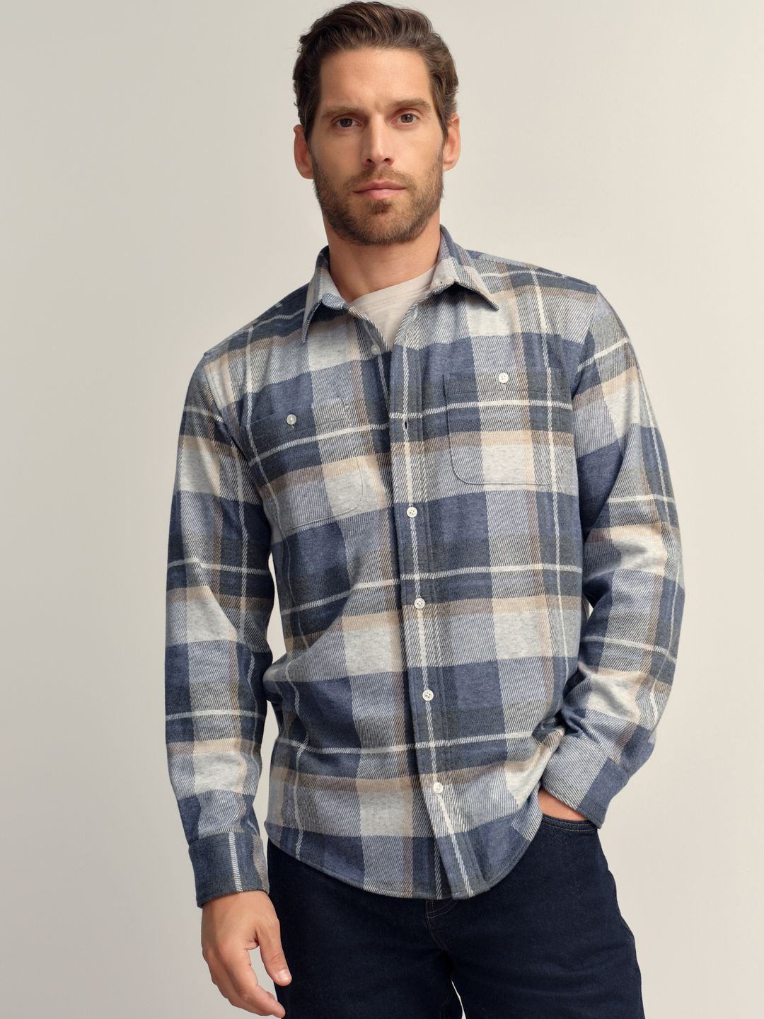 NEXT Buffalo Checks Spread Collar Twill Weave Regular Fit Shacket