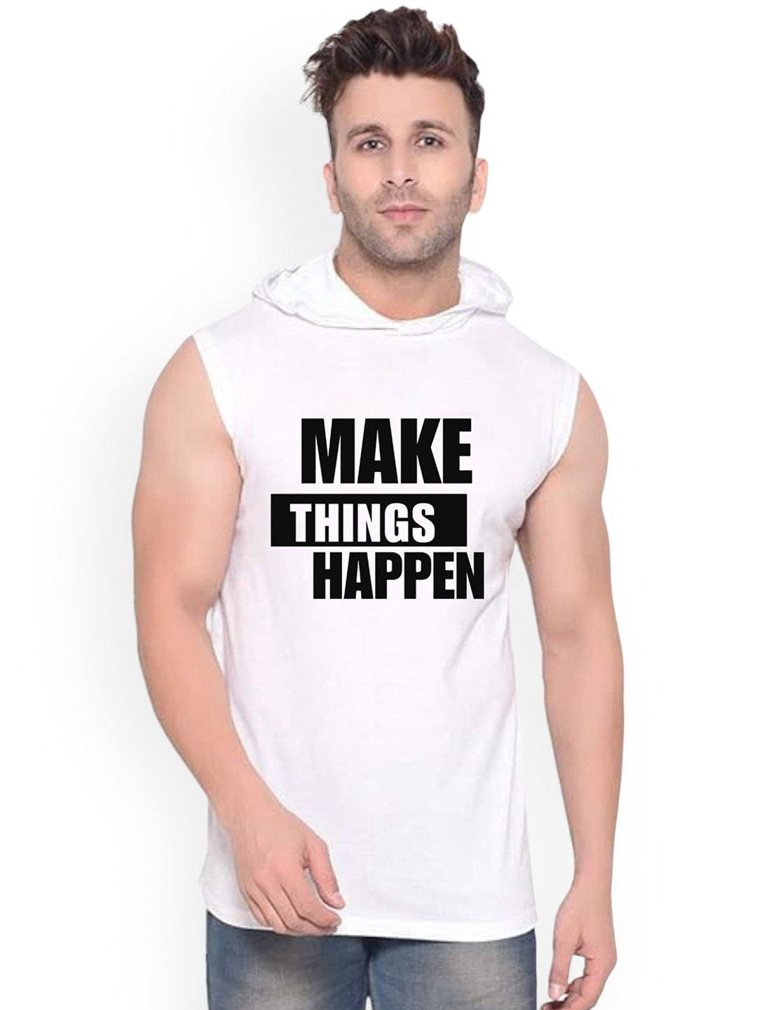 Fashnobic Men Make Things Happen Printed Gym Vests