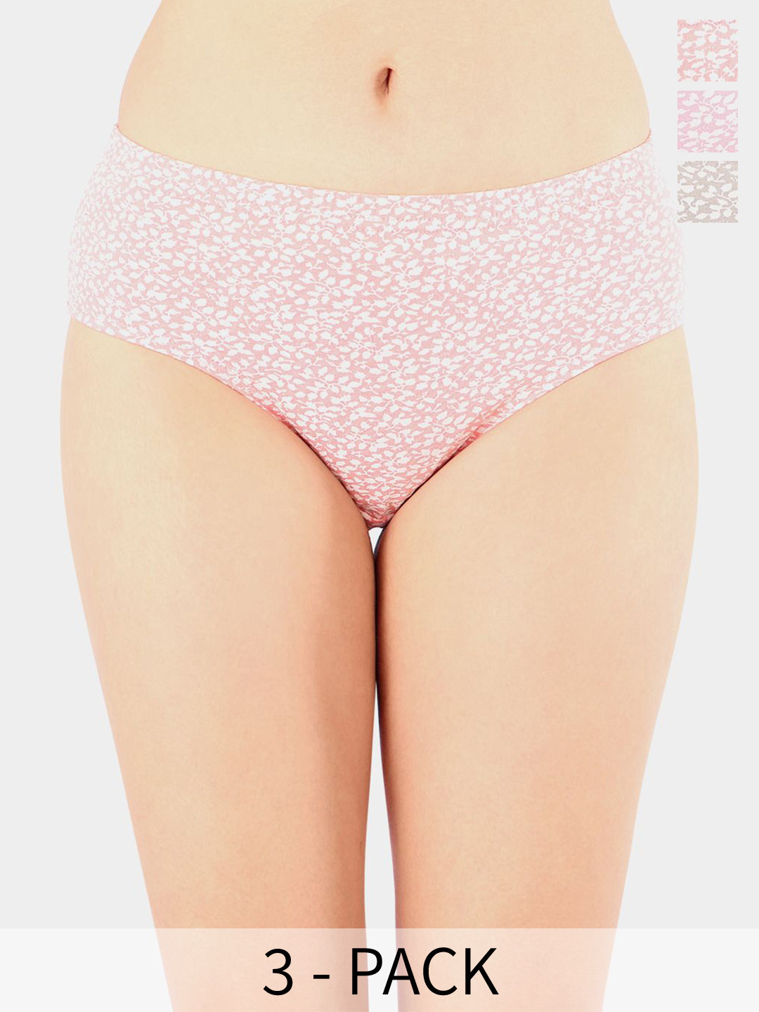 Bodycare Women Pack Of 3 Premium Self-Designed Cotton Mid-Rise Basic Briefs - 8496
