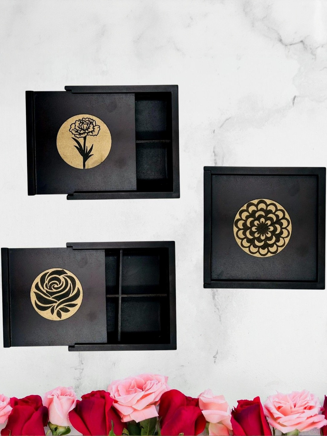 Angira handicrafts Pack Of 3 Square Dry Fruit Box