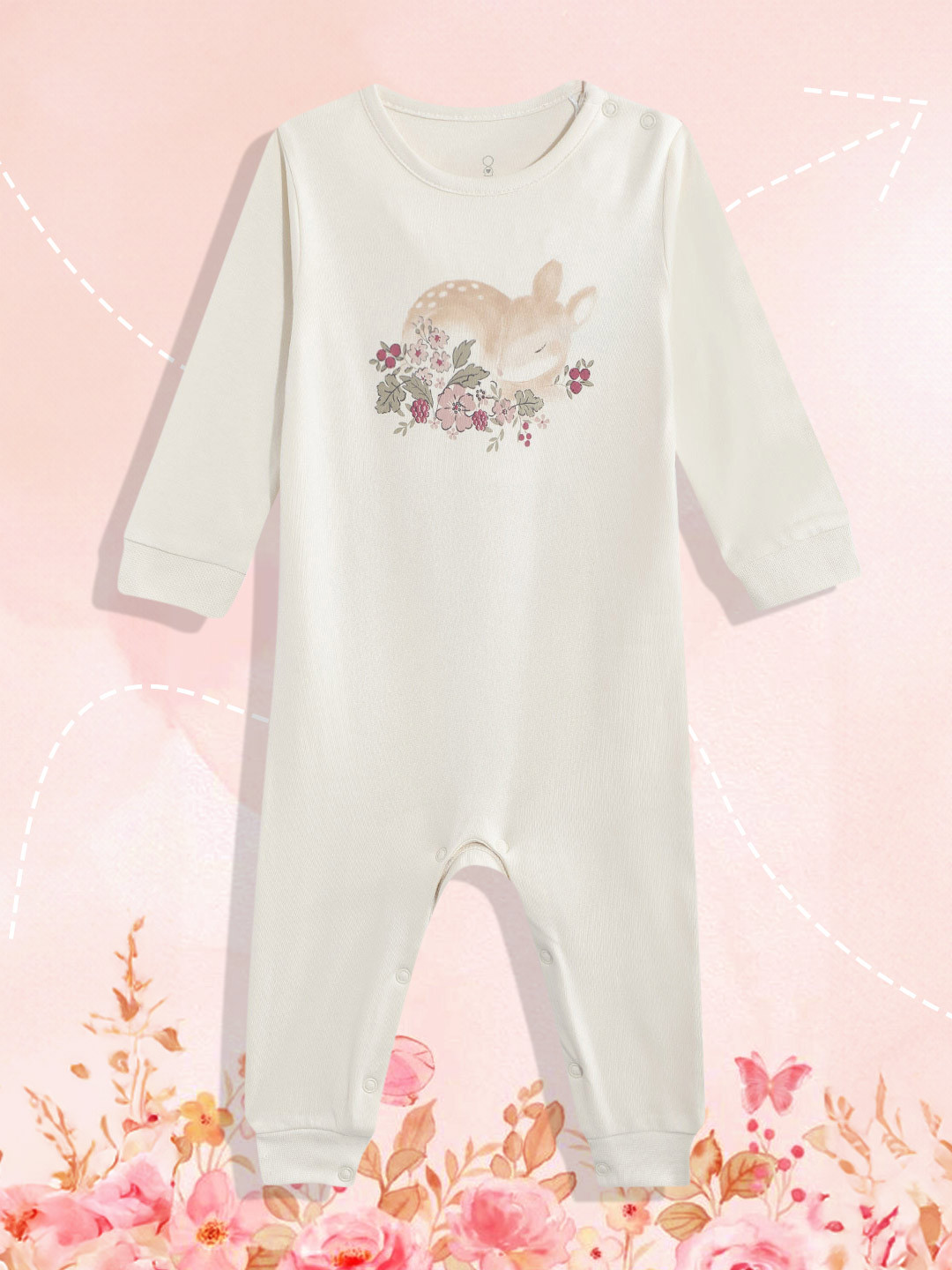mothercare Infant Girls Floral Printed Pure Cotton Rompers