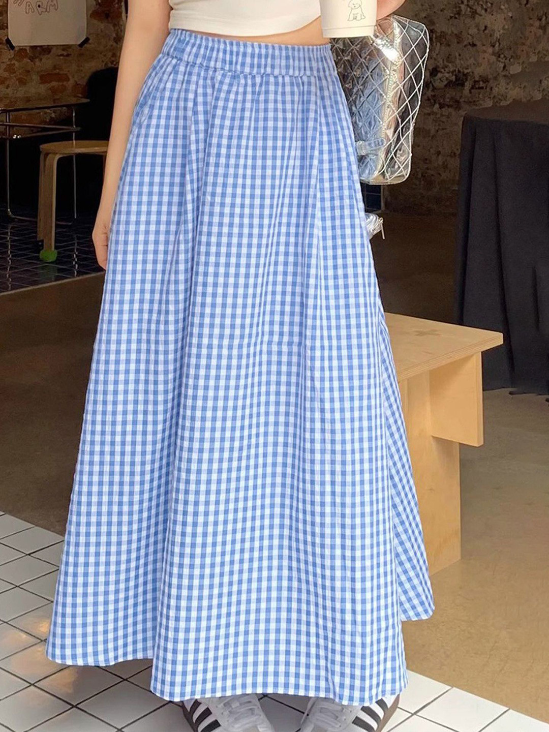 LULU & SKY Women Checked Gingham Maxi Skirt