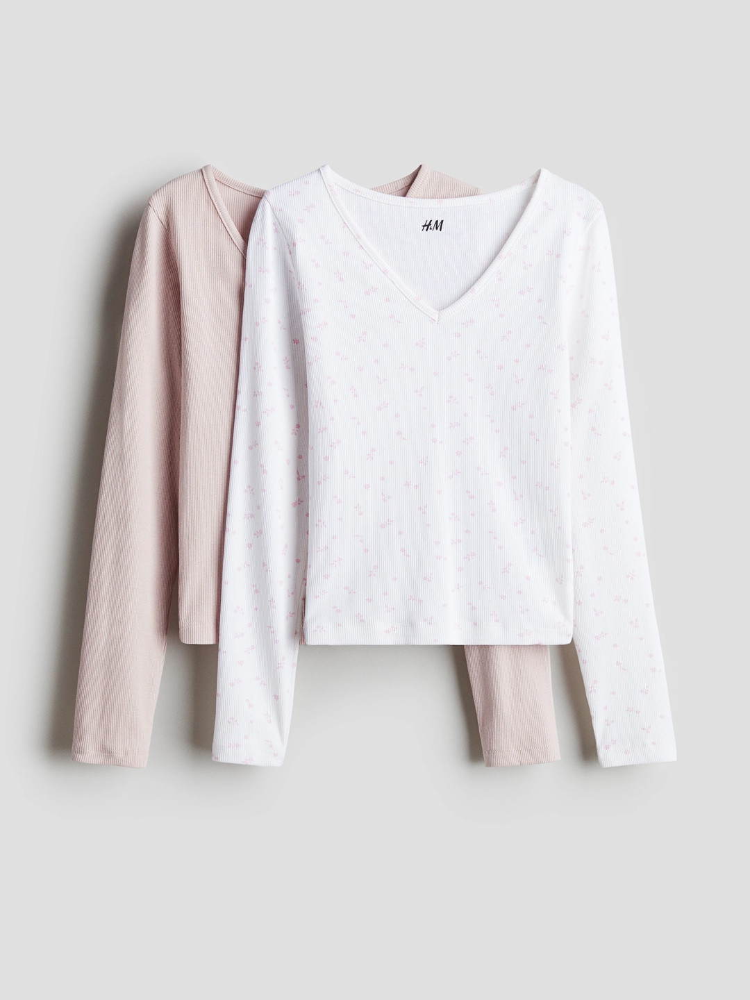 H&M 2-Pack Long-Sleeved Ribbed Tops