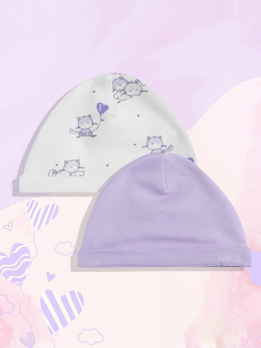 mothercare Infant Girls Pack of 2 Pure Cotton Beanie