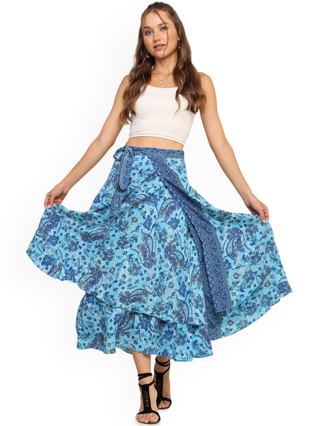 GALE GIRLS Floral Printed Maxi Wrap Skirt