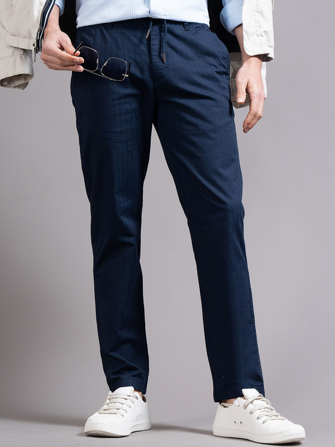 British Club Men Ankel Fit  Smart Slim Fit Low-Rise Regular Trousers