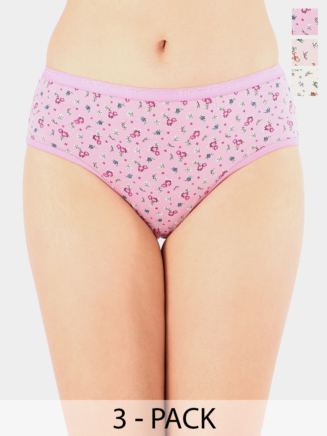 Bodycare Pack Of 3 Assorted Floral Printed Basic Briefs - 5213