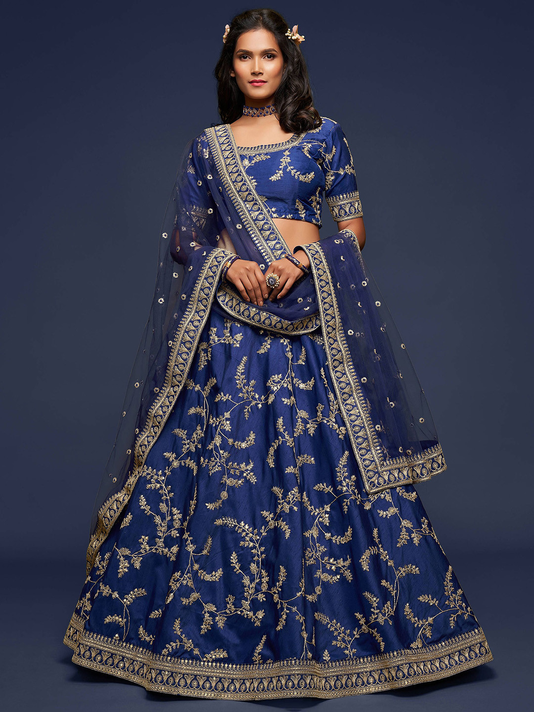 Zeel Clothing Embellished Semi-Stitched Lehenga & Unstitched Blouse With Dupatta