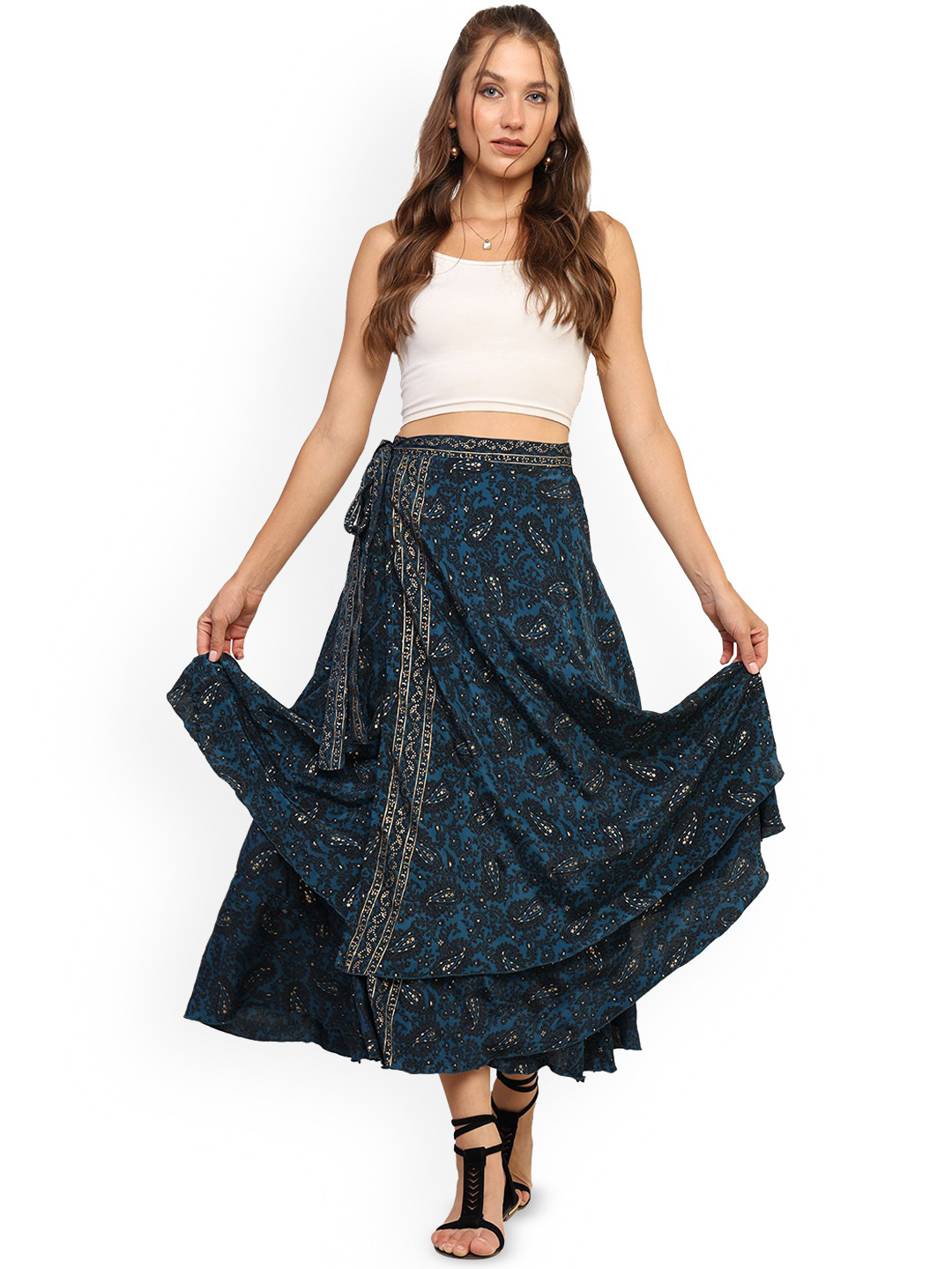 GALE GIRLS Women Paisley Printed Maxi Wrap Skirt