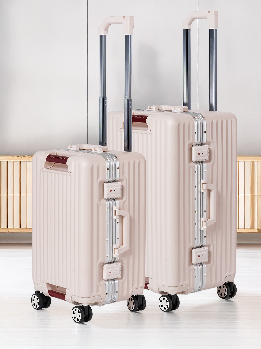 French Connection Set of 2 360-Degree Rotation Hard Case Trolley Bag- 75L
