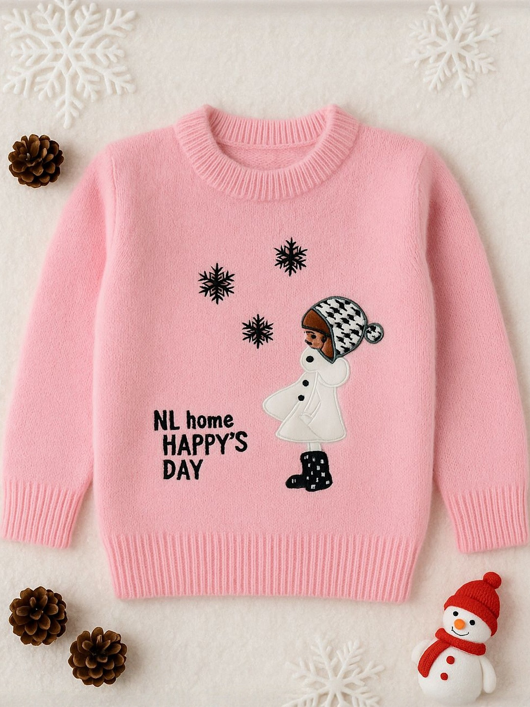 GTWO Kids-Unisex Pink Wool Embroidered Sweater Vest Sweaters