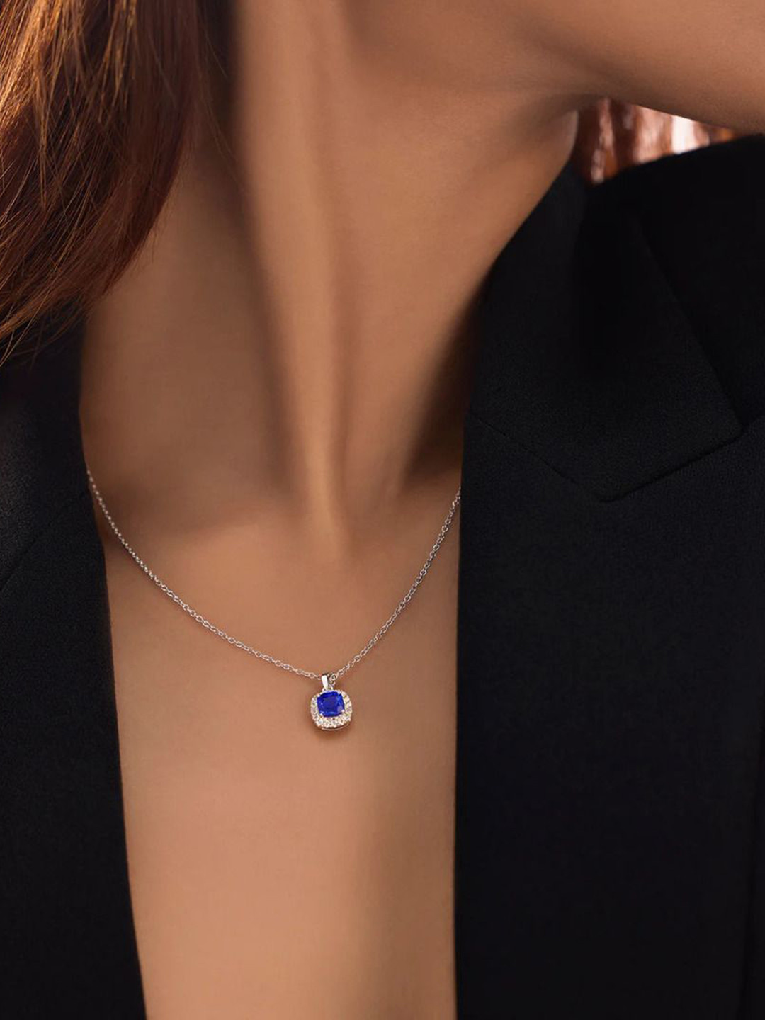 BAYAN JEWELRY 925 Sterling Silver 0.15 CT Cushion Cut  & Lab Grown Diamond Pendent