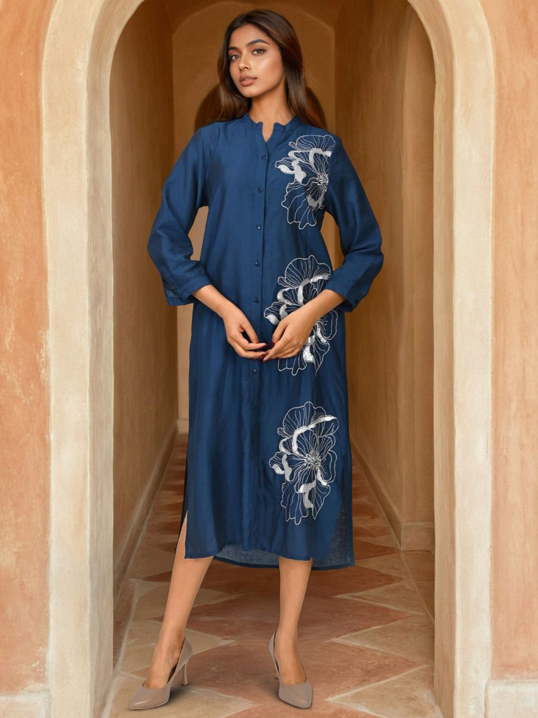 Zolo Label Embroidered Midi Ethnic Dresses