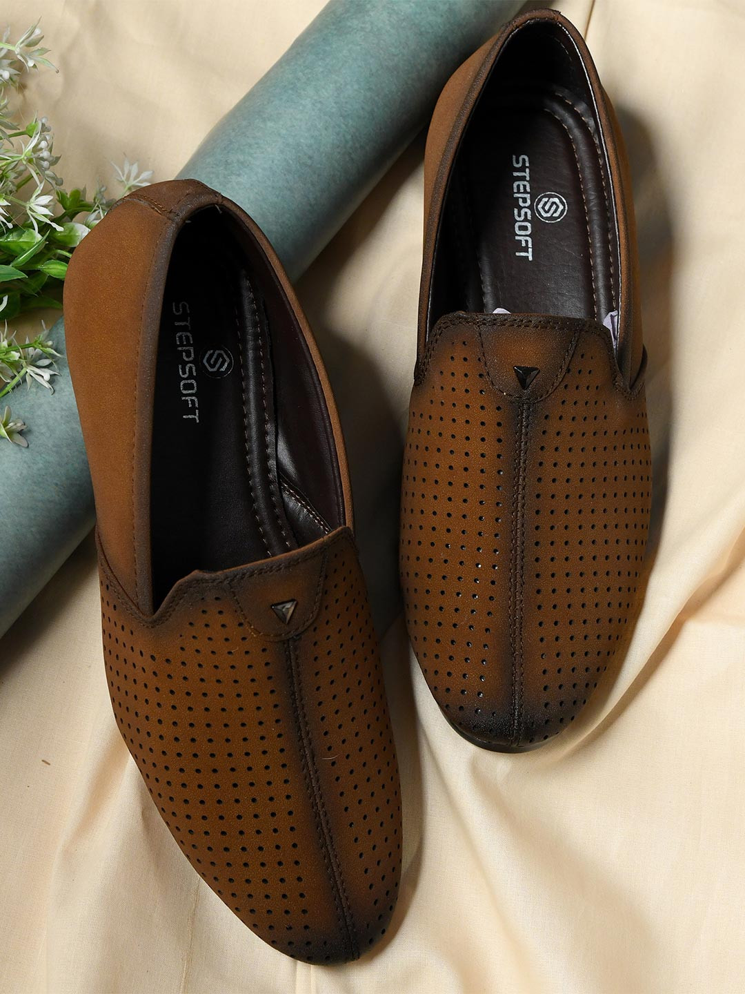 STEPSOFT Men Woven Design Slip-On Formal Shoes