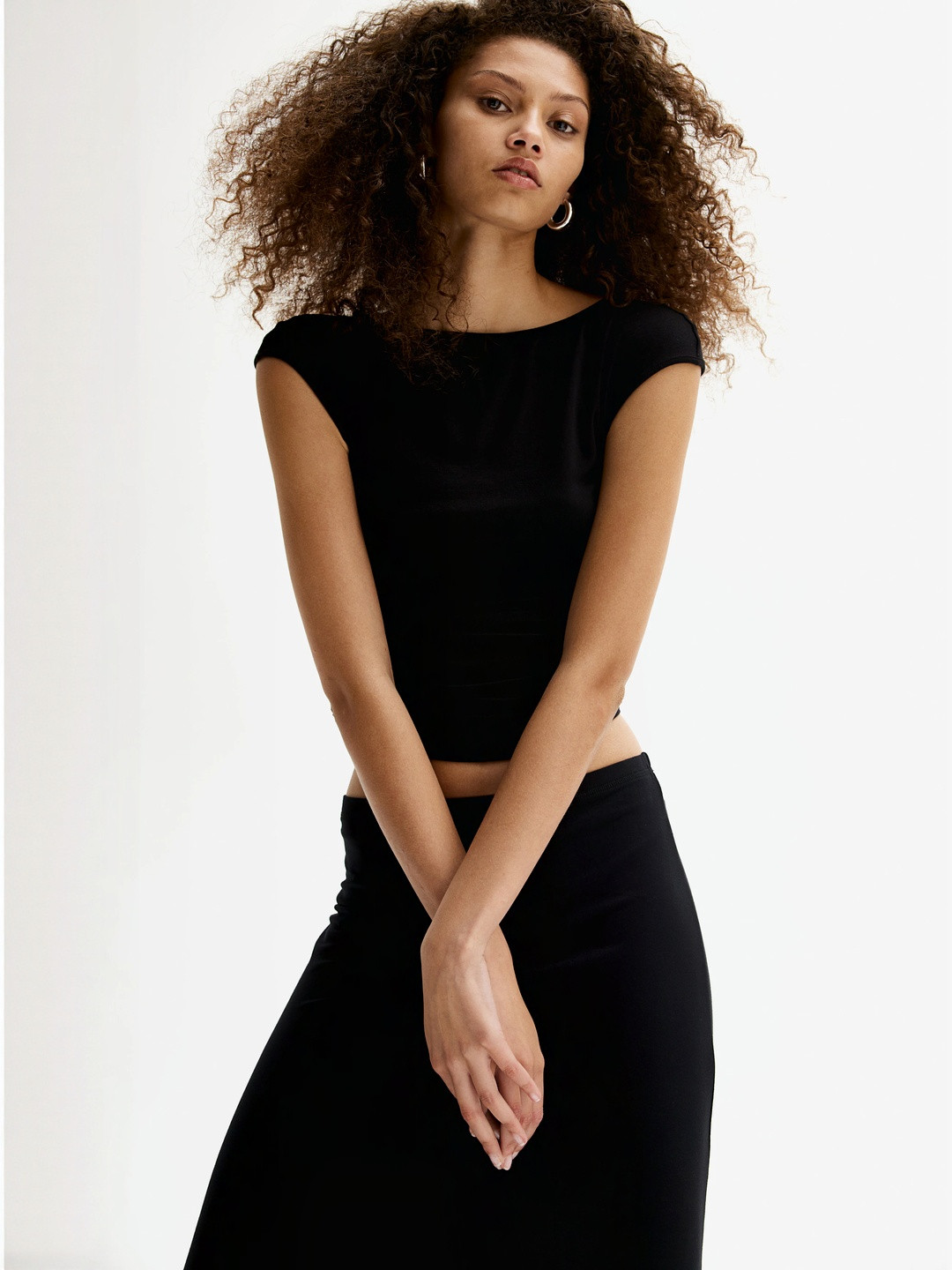 H&M Gathered Cap-Sleeved Top