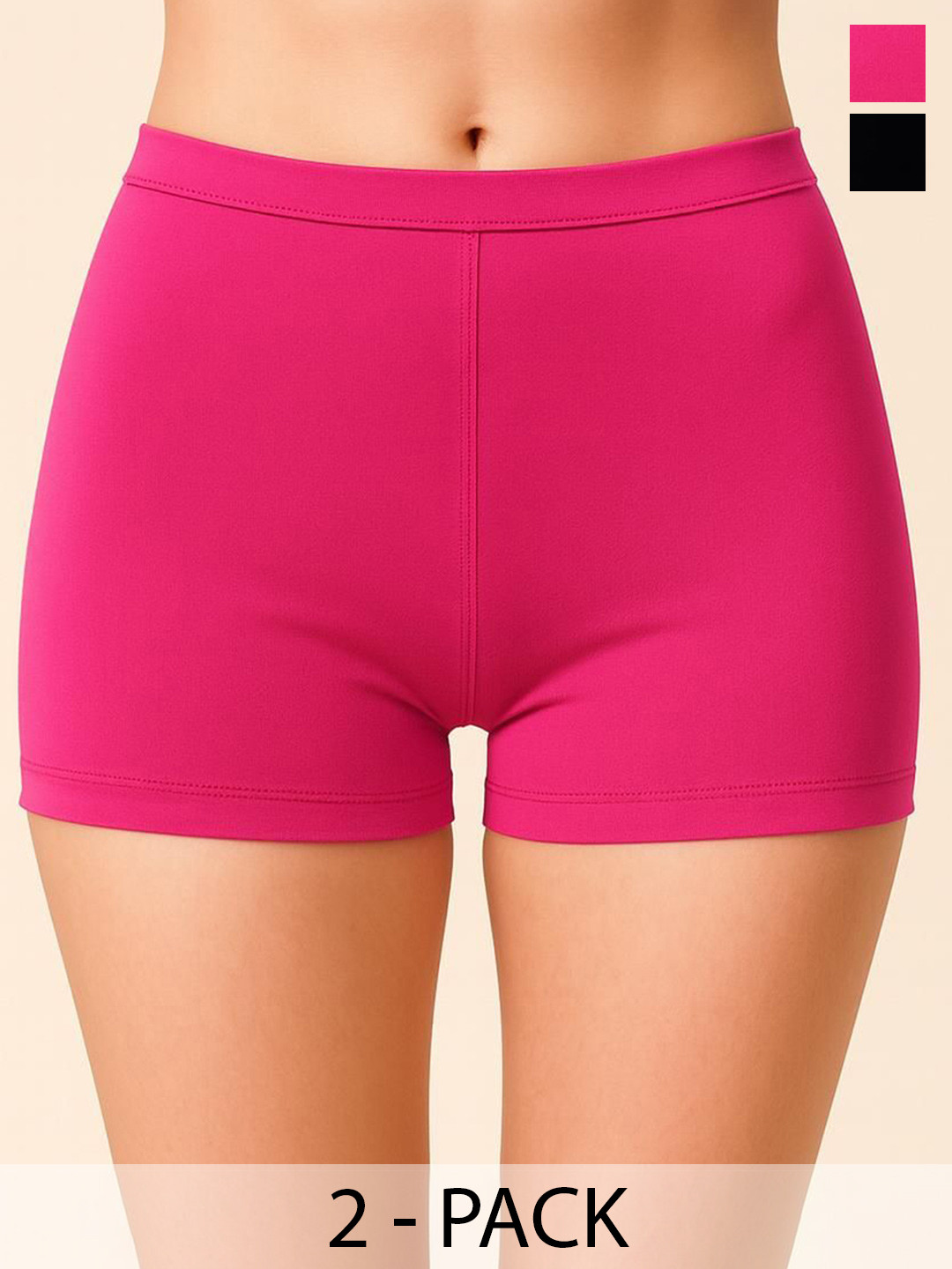 ULLAS Pack Of 2 Anti-Microbial Boy Shorts Briefs US SBT-33 Black,Rani pink XS-2