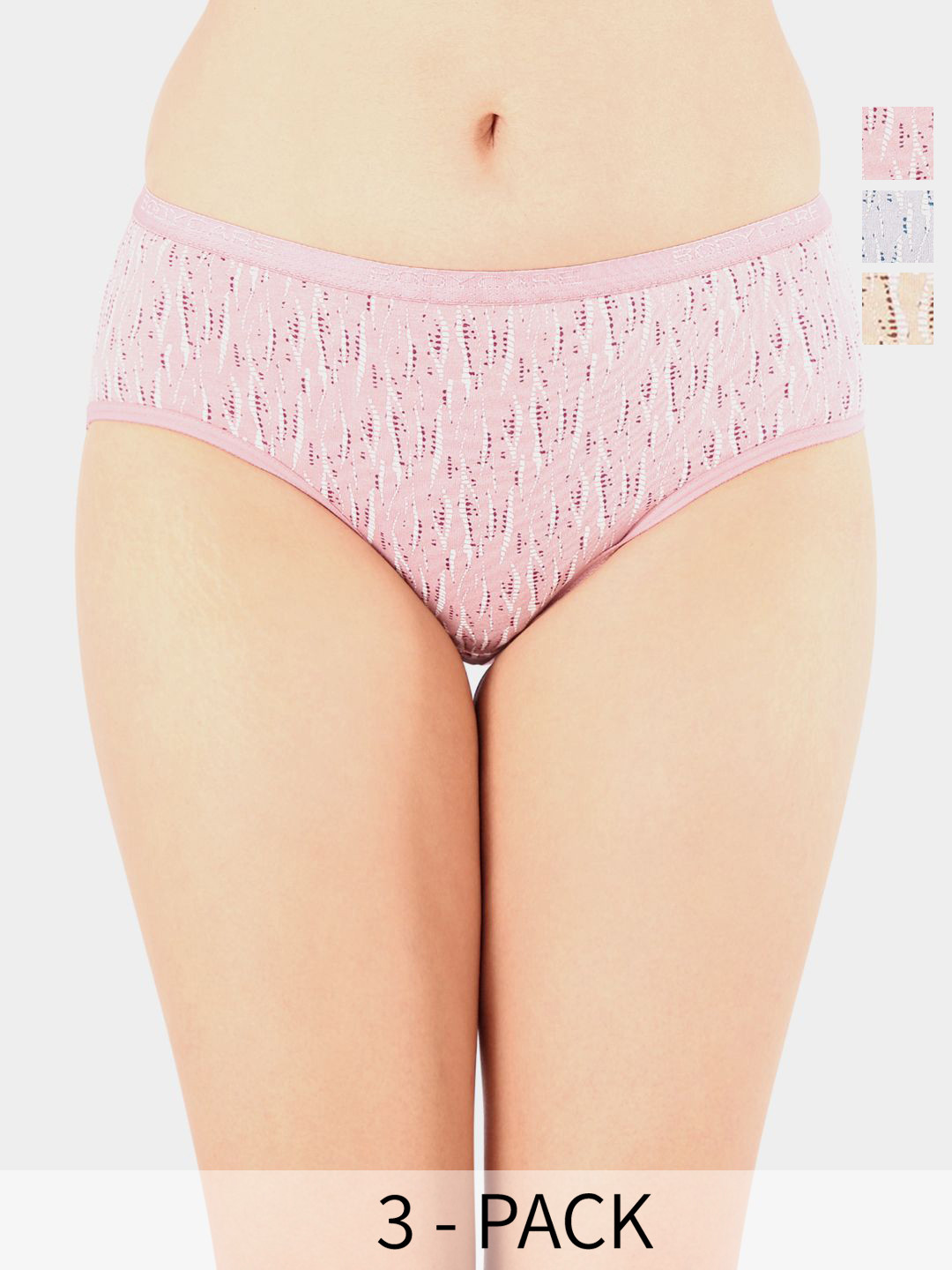 Bodycare Pack Of 3 Premium Assorted Self-Designed Cotton Mid-Rise Basic Briefs - 5208