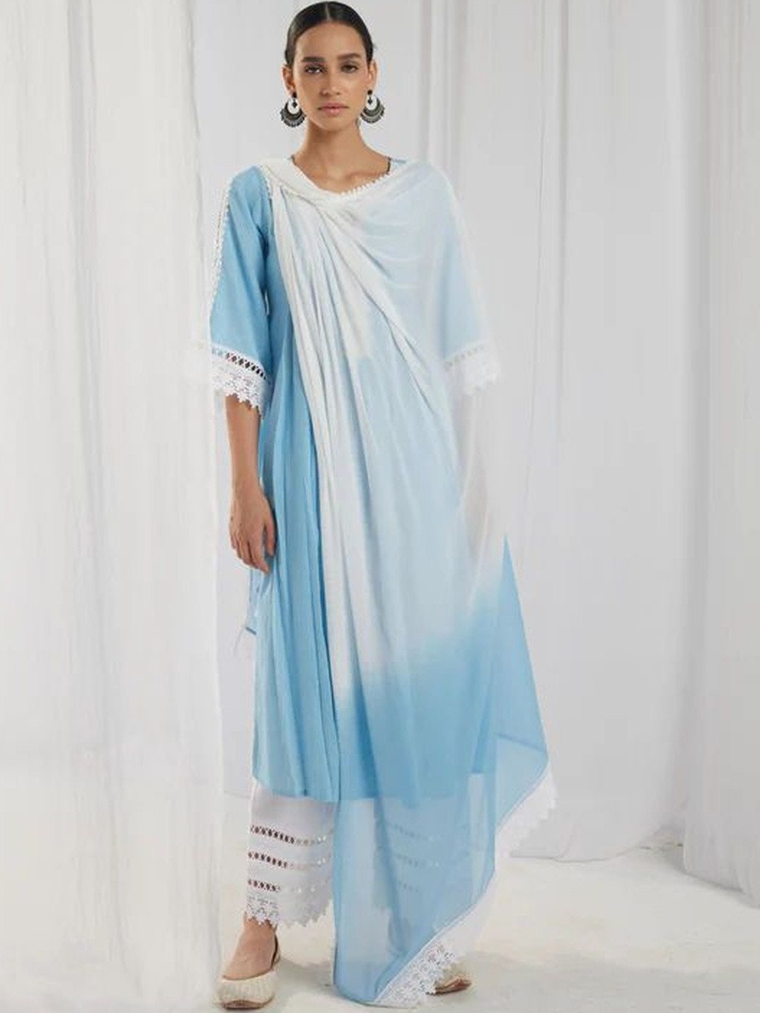 ROZE Women Blue Chiffon Dupatta