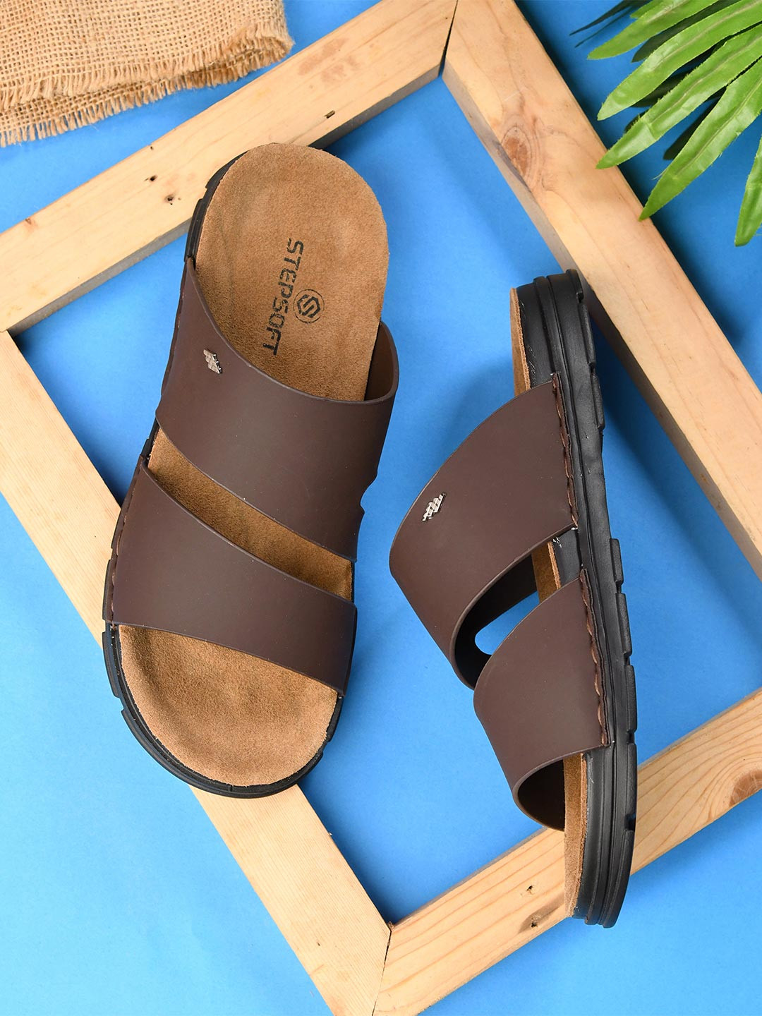 STEPSOFT Men Self Design Slip-On Comfort Sandals