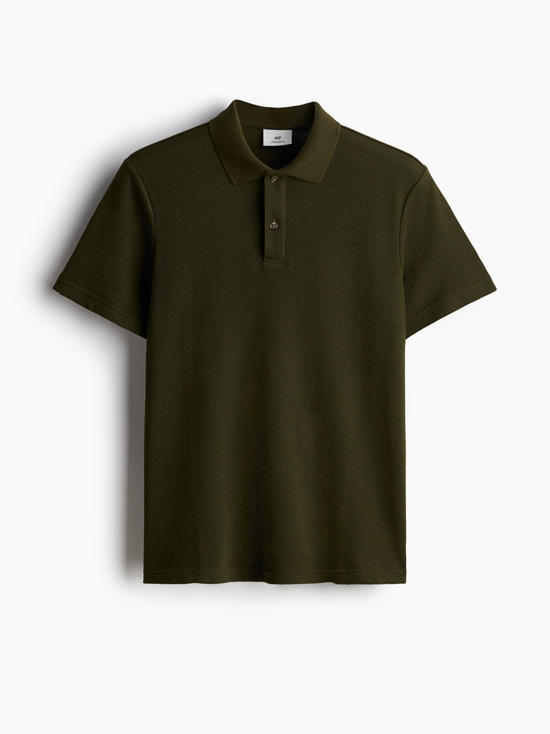 H&M Regular Fit Textured-Knit Polo T-Shirt